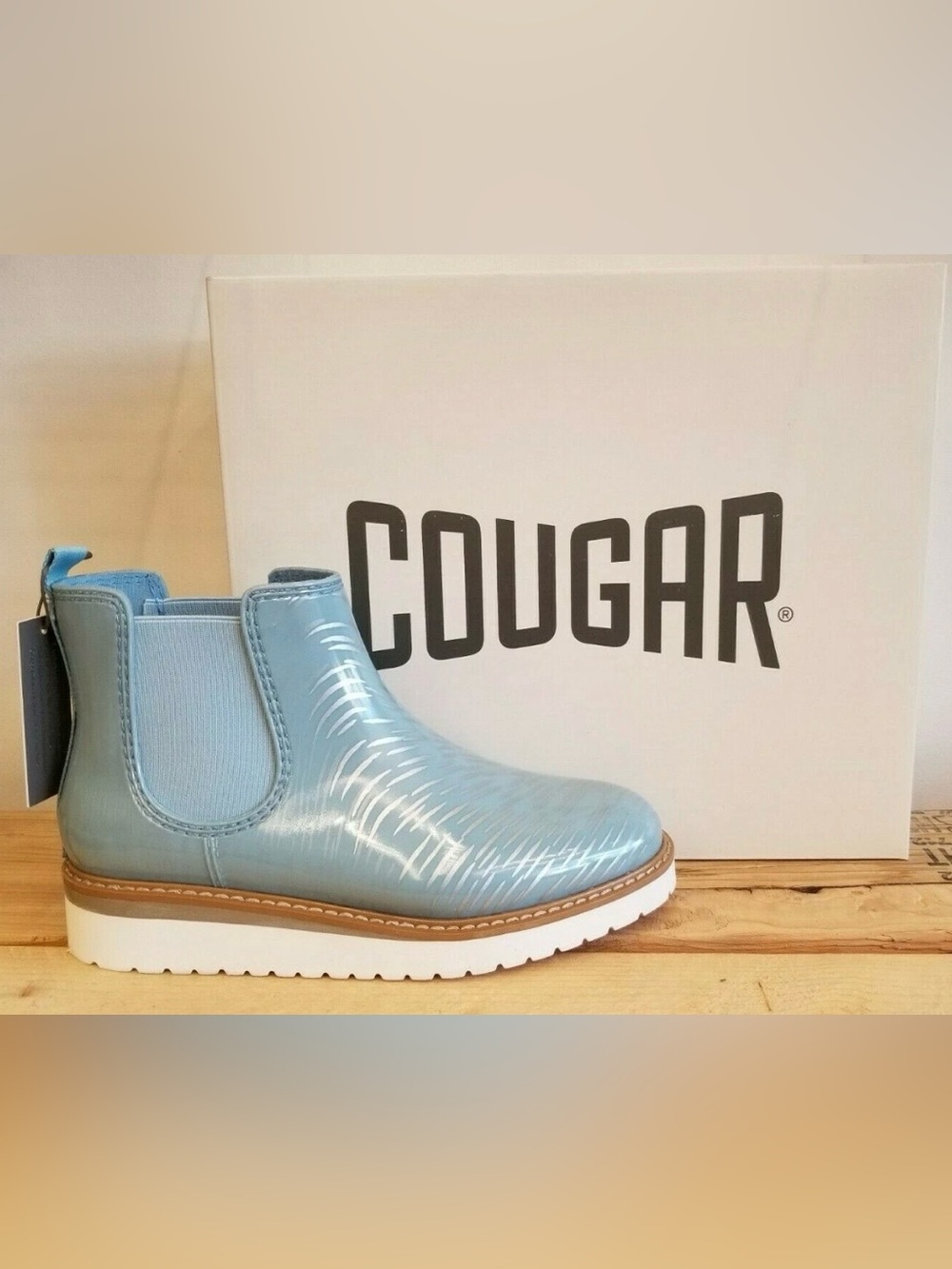 Cougar x Jill Malek Kensington Blue Waterproof Rain Boots RAINSHINE Sz 7 NWT